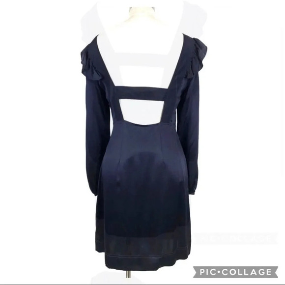 SEE BY CHLOE 100% Silk Victorian Inspired Navy Mini Dress 4 - Picture 4 of 10